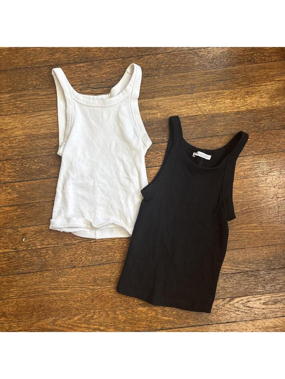 Zara Women's Black and White Vests-tanks-cami